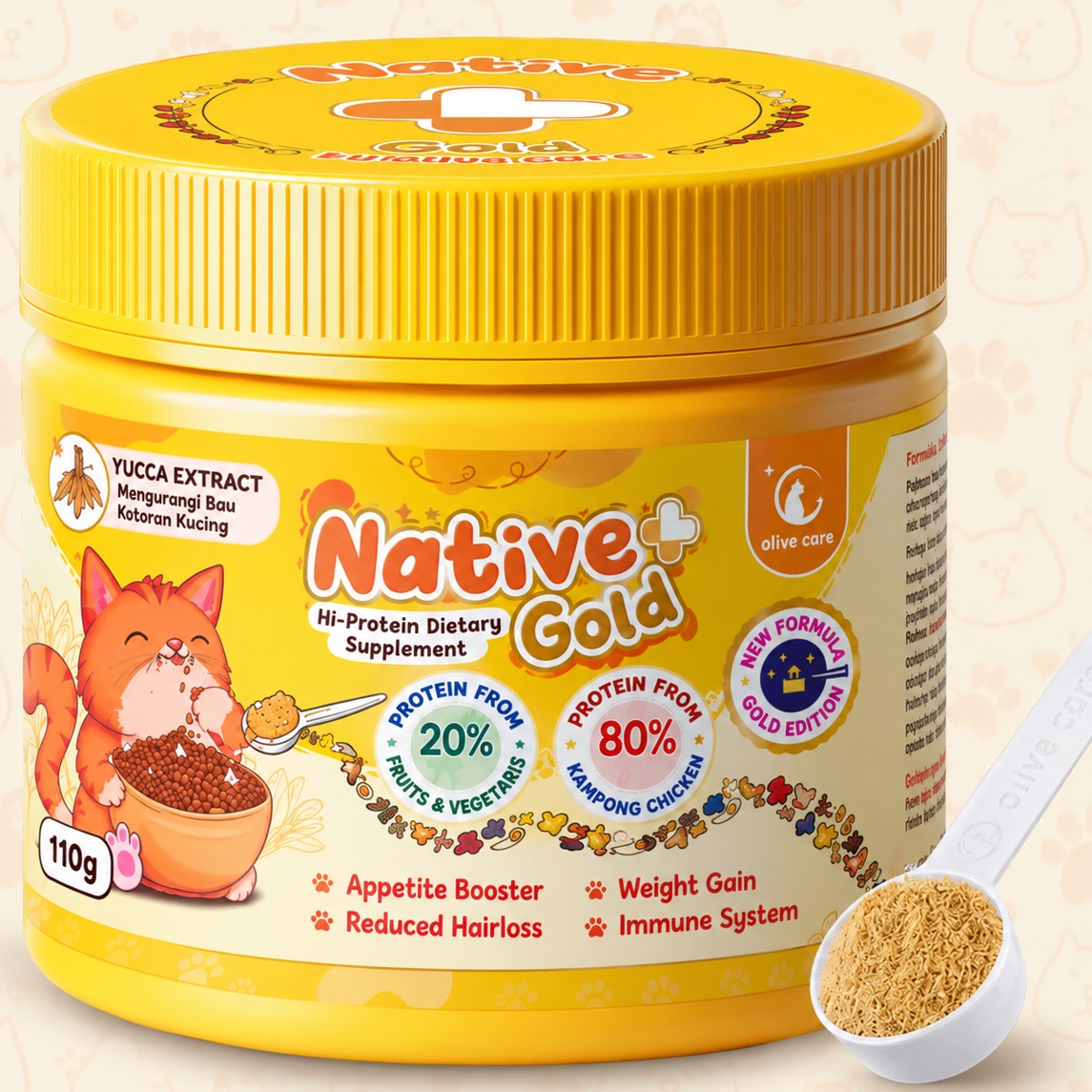 [Bundling] Olive Care Vitamin Kucing NATIVE+ GOLD (110g)